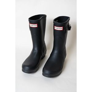 Hunter Original Short Mid Calf Rain Boots Matte Black Women's Size 7